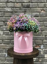 Цветочная композиция из Гипсофила и Розы в шляпной коробке в Уляпе