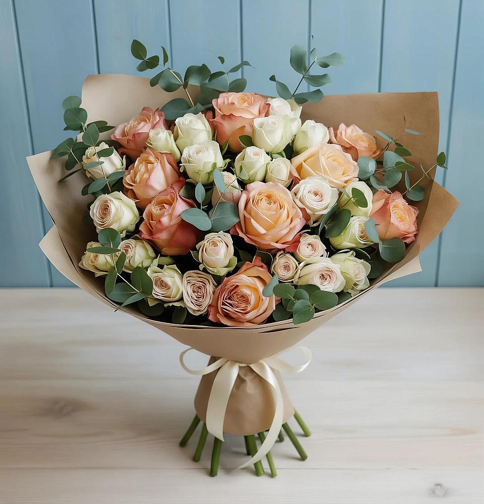 Букет цветов из: Альстромерии и Розы в Уляпе