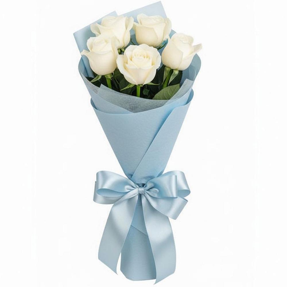 Букет 5 Белых роз Проуд в Уляпе