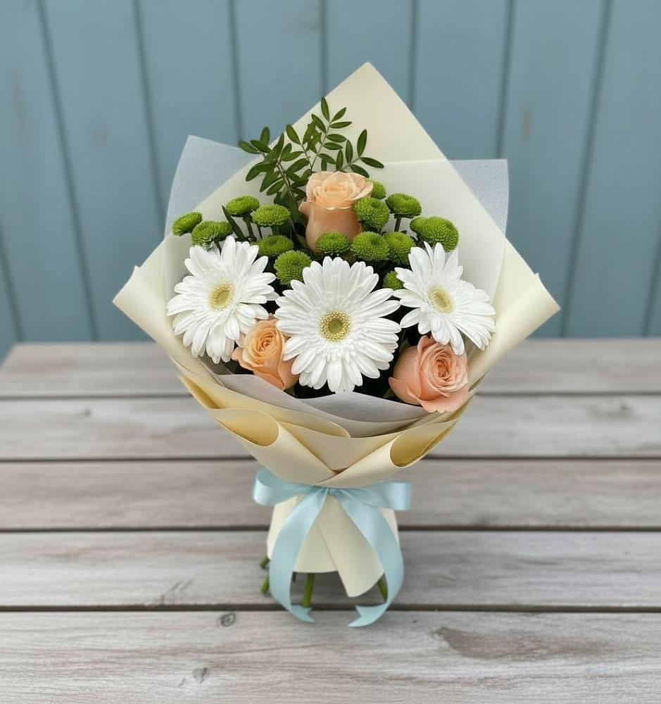 Букет цветов из: Герберы, Розы и Хризантемы в Уляпе