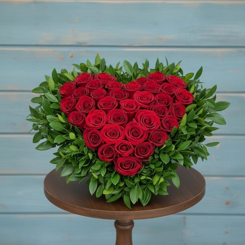 Цветочная композиция из Розы в виде сердца в Уляпе