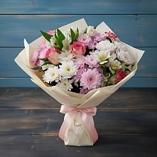 Букет цветов из:  Хризантемы, Альстромерии и Розы #REPLACE_PRED# Уляпе