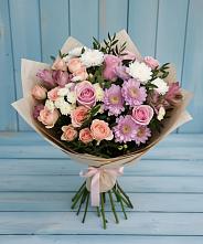 Букет цветов из:  Хризантемы, Розы и Альстромерии в Уляпе